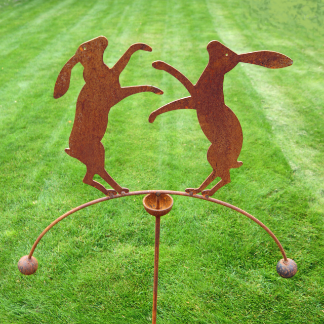 Boxing Hares Double Ball Wind Spinner/Rocker